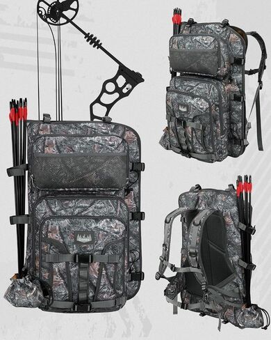 Gonex Bow Hunting Backpack for Men with Detachable Arrow Tube, 900D Waterproof Polyester, Full-Padded Protection, Archery Saddle Bag with Multi-Pockets & Game Hauling Straps for Compound Bow in Saudi Arabia