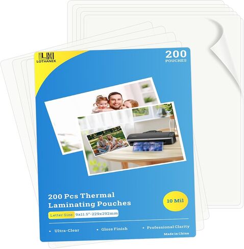 100 Pack Thermal Laminating Pouches 10 Mil, 9 x 11.5 Inches Clear Laminating Sheets, Wide Size Compatibility Office Laminating Supplies for Letter, Photo, Card and ID Badge in Kuwait