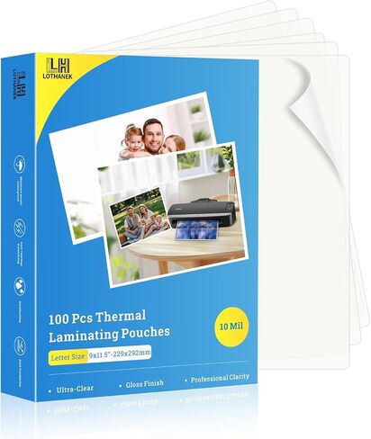 100 Pack Thermal Laminating Pouches 10 Mil, 9 x 11.5 Inches Clear Laminating Sheets, Wide Size Compatibility Office Laminating Supplies for Letter, Photo, Card and ID Badge in Kuwait
