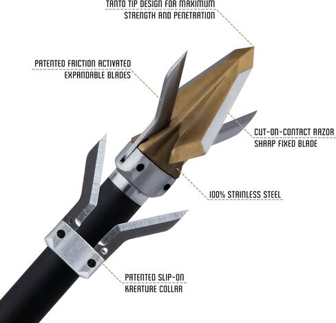 OZCUT Kreature 2-Blade Expandable Hybrid Broadhead, 3 PK in Saudi Arabia