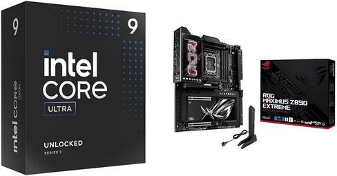 Intel Ultra 9 Desktop Processor 285K - 24 cores (8P+16E) & ASUS ROG Maximus Z890 Extreme E-ATX Motherboard, Advanced AI PC-Ready, DDR5, WiFi7, AI OC, 5" LCD Screen Bundle in Saudi Arabia