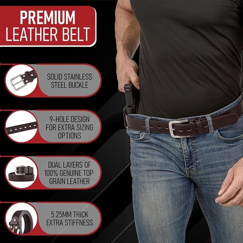 Men's Steel Core Leather Gun Belt for Concealed Carry in Saudi Arabia