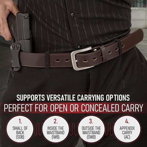 Men's Steel Core Leather Gun Belt for Concealed Carry in Saudi Arabia