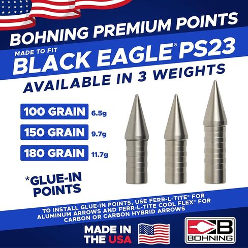 Bohning Match Grade Glue-in Points for Victory® V-Tac 23 NVX 23/ Easton® Fatboy & PS23 150 Grain, 12pk in Saudi Arabia