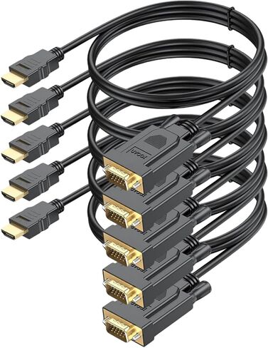 كابل HDMI إلى VGA بطول 3 أقدام 5 حزم، سلك شاشة HDMI للكمبيوتر إلى VGA (ذكر إلى ذكر) متوافق مع Raspberry Pi وRoku والكمبيوتر وسطح المكتب والكمبيوتر المحمول والكمبيوتر الشخصي والشاشة وجهاز العرض والتلفزيون عالي الدقة والمزيد - ليس ثنائي الاتجاه in Saudi Arabia
