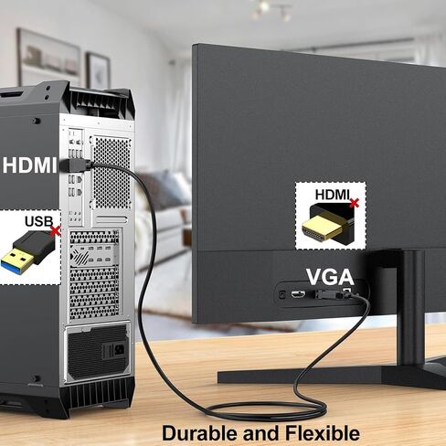 كابل HDMI إلى VGA بطول 3 أقدام 5 حزم، سلك شاشة HDMI للكمبيوتر إلى VGA (ذكر إلى ذكر) متوافق مع Raspberry Pi وRoku والكمبيوتر وسطح المكتب والكمبيوتر المحمول والكمبيوتر الشخصي والشاشة وجهاز العرض والتلفزيون عالي الدقة والمزيد - ليس ثنائي الاتجاه in Saudi Arabia