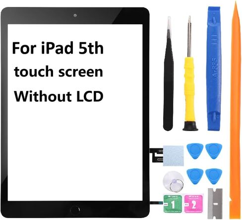 محول رقمي لشاشة iPad 7th/8th Generation 10.2 بوصة (A2197، A2198، A2200، A2270، A2428، A2429، A2430)، لأجزاء استبدال شاشة iPad 7/8 (بدون LCD)، + زر الصفحة الرئيسية + أدوات إصلاح مثبتة مسبقًا (أسود) in Kuwait