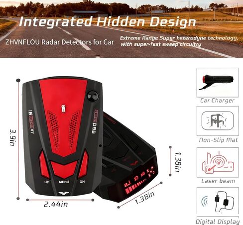 Radar Detectors for Car: Speed Radar Detector for City Road and Highway - Driving Aids with Mute Memory, Led Display, City/Highway Mode, Long Range Detection in Saudi Arabia