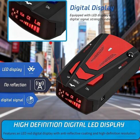 Radar Detectors for Car: Speed Radar Detector for City Road and Highway - Driving Aids with Mute Memory, Led Display, City/Highway Mode, Long Range Detection in Saudi Arabia