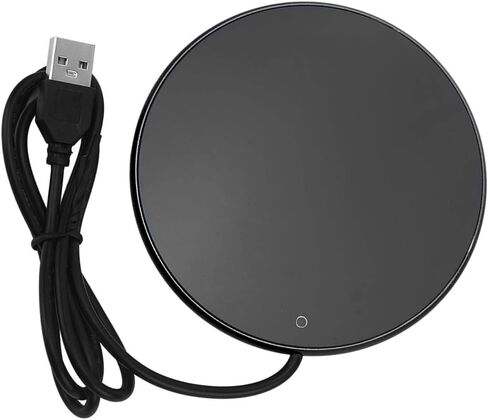 Keenso USB شمعة تدفئة صغيرة خفيفة درجة حرارة ثابتة كوب القهوة تدفئة للمكتب المنزلي، لوحة شمعة من الزجاج المقسى للمكتب (فضي) in Kuwait