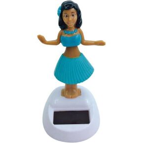 Blue Solar Powered Dancing Hula Girl Dashboard Decorations Swinging Bobbleheads Toy Collection Figurines for Auto Interior Home Decor Solar Power Kits Learning and Education