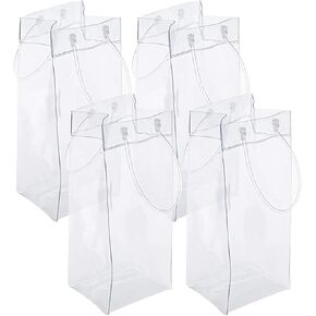 4 عبوات من أكياس ثلج النبيذ، حقيبة تبريد البيرة، قابلة للطي وشفافة من PVC الأبيض، حقيبة ثلج لمبرد النبيذ الأبيض للحفلات الخارجية والمشروبات الباردة (4 قطع) in Kuwait