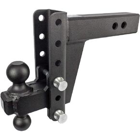 BulletProof Hitches 2.5" Adjustable Extreme Duty Trailer Hitch (36,000lb Rating) - 4" Drop/Rise with 2" and 2 5/16" Dual Ball - Black Textured Powder Coat, Solid Steel, Corrosion-Resistant