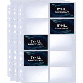 30 Pack 600 Pockets Business Card Sleeves Binder Sheets, Ultra-Clear Business Card Pages for 2/3/4 Ring Binder, Double Sided 10 Pocket Credit Card Pages