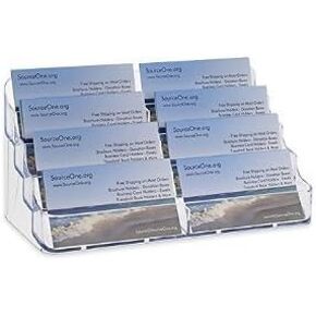 SOURCEONE.ORG 8 Pocket Desktop Clear Acrylic Business Card Holder