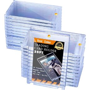 Zonon Magnetic Card Holders forTrading Card, 35 PT Baseball Card Protectors Hard Waterproof Transparent Card Protectors for Sports Cards Standard Cards Work Cards Trading Cards (25 Pieces)