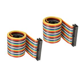 DMiotech 2 Pack 34 Pins IDC Flat Ribbon Cable 48cm Length 2.54mm Pitch Breadboard Jumper Wires for Electronic Projects Type-C