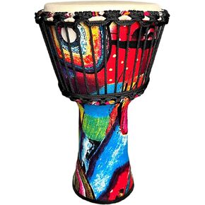 8.5-inch Djembe Drum, Drum，West African Style Hand Drum ，Music Healing Instrument， Bongo Drum, Percussion Music,Bongo Drum， (Blue leaves）