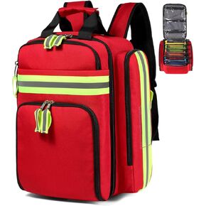 Gatycallaty First Aid Backpack Empty Medical Bag Ambu Evacuation Bag Red Emergency Lifeguard Bag for Ems Emt First Responder Trauma (Black)