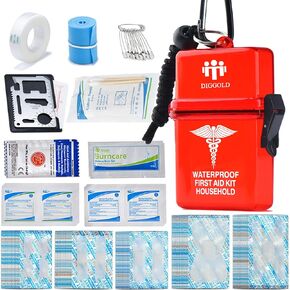 طقم إسعافات أولية صغيرة مقاومة للماء 63 قطعة لوازم لحالات الطوارئ والنجاة (أحمر02) in Kuwait