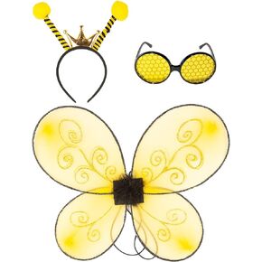 Funcredible Bumble Bee Wings, Antenna Headband and Glasses - Honey Bee Costume - Bumble Bee Costume Accessories for Adults and Kids Yellow