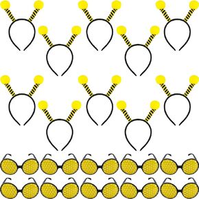 Trounistro 20 Pack Bee Headband and Glasses Set Bumblebee Antenna Boppers with Bee Sunglasses for Adult Kids Halloween Cosplay Costume Accessories
