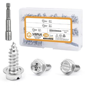 VIGRUE 180 قطعة #8 × 1/2 بوصة براغي بسحاب من الفولاذ المقاوم للصدأ، براغي مزراب ذاتية اللصق، براغي معدنية مشقوقة ورأس غسالة سداسية من فيليبس، تتضمن محرك سداسي مغناطيسي 1/4 بوصة in Kuwait