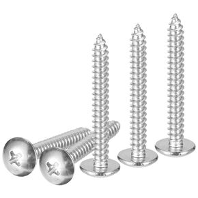 #6x1/2 Sheet Metal Screws - 100 Pack - for Wood, Furniture - 304 Stainless Steel Phillips Truss Head Self Tapping Tip Wood Screws - Silver