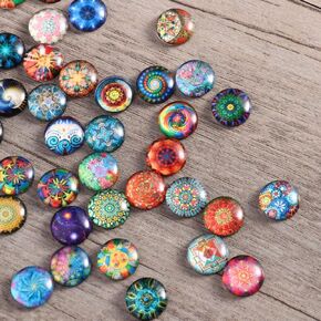 200pcs 12mm Mixed Round Mosaic Tiles for Crafts Glass Mosaic Supplies Flat Marbles,Glass gems for Crafts,Glass Tiles for Jewelry Making