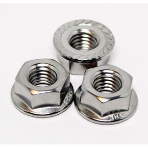 M6 x 1mm Thread Premium 304 Stainless Steel Serrated Flange Metric Hex Lock Nuts Pack of 25