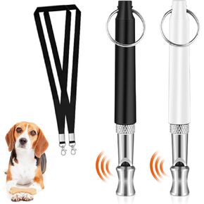 Harewu 2 Pack Dog Whistle, Professional Ultrasonic Dog Training Whistle with Lanyard Neck Strap Training Assistant for Recall and Barking Control.