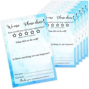 100 Suggestion Box Cards Comment Cards 4x6 Inch Blank Suggestion Forms for Customer Feedback, Comment, Improvement for Small Businesses Supplies, Restaurants, Church, School