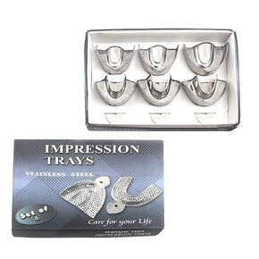 OdontoMed2011 Set of 6 Pieces Dental Impression Trays Set Solid Denture Instruments Stainless Steel ODM