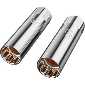 14mm & 16mm Spark Plug Socket Thin Wall 12-Point Removal Tool 3/8 inch Square Drive Set