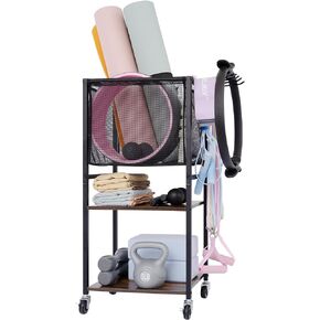 StorageWorks Home Gym Weight Rack, Exercise Equipment Storage Rack, Yoga Mat Storage Rack, Yoga Mat Holder with Wheels (For Yoga Blocks, Dumbbells, Resistance Bands) Black, Small in Kuwait