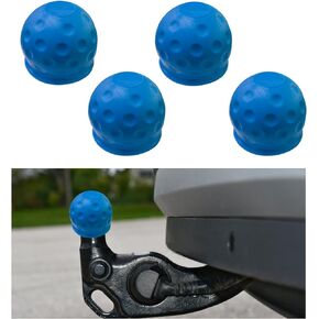 Dickno 4 PCS Trailer Ball Cover, 2 Inch Rubber Waterproof Towing Hitch Ball Protector, Universal Dustproof Tow Ball Protective Cap Replacement for Trailer RV Caravan Truck Boat (Black)