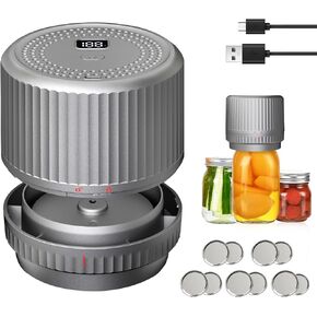 Konatly Electric Mason Jar Vacuum Sealer - Cordless Mason Jar Vacuum Sealer Kit with Wide & Regular Mouth Mason Jars - 2000mAh Battery Capacity 85 KPa Vacuum Sealer for Jars for Food Storage - Blue