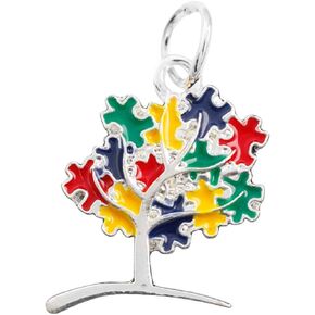 Fundraising For A Cause | Autism Awareness Tree with Puzzle Piece Leaves Charm – Cute Autism/Asperger’s Awareness Tree-Shaped Charm for Bracelets, Necklaces, and Jewelry-Making (1 Charm)