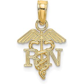 Lex & Lu 14k Yellow Gold RN Caduceus Charm