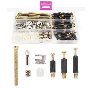binifiMux 90pcs Crib Screws Furniture Cam Lock Connecting Screws Nuts Assortment Kit,Hex Socket Cap Screws/Cam Fitting/Dowel/Pre-Inserte for Cabinets Cupboards Chairs Boards Headboards