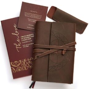 Leather Journal for Women and Men + Pen Holder | 8" x 6" | Lined or Plain Non-Bleed Paper | Sketchbook & Writing Travel Notebook | Handmade Genuine Leather Bound Journal for writing in (Black, Lined)