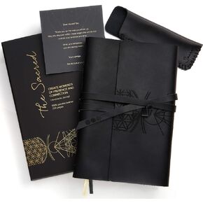 Leather Journal for Women and Men + Pen Holder | 8" x 6" | Lined or Plain Non-Bleed Paper | Sketchbook & Writing Travel Notebook | Handmade Genuine Leather Bound Journal for writing in (Black, Lined)
