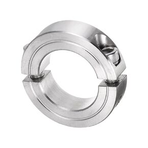 uxcell Double Split Clamp-On Shaft Collar 1-1/8" Bore Two-Piece Clamping Collar, 1-7/8" OD, 1/2" Width, 304 Stainless Steel Axle Collar Clamp, Set Screw Style