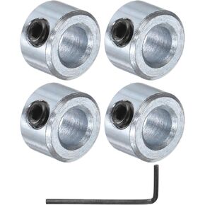 uxcell 4pcs Set Screw Shaft Collars 1/4" Bore Zinc Plated Steel Shaft Collars, 1/2" OD, 5/16" Width Axle Collar Clamp with Hex Wrench
