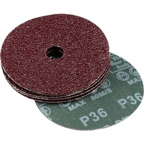 uxcell 4-Inch x 5/8-Inch Aluminum Oxide Resin Fiber Discs, Center Hole 24 Grit Sanding Grinding Discs, 5 Pack