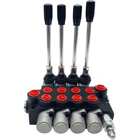 PreAsion Hydraulic Control Valve 4 Spool Max Flow 13GPM Four Way Reversing Valve 4500 PSI for Small Tractors,Tractors Loaders,Log Splitters