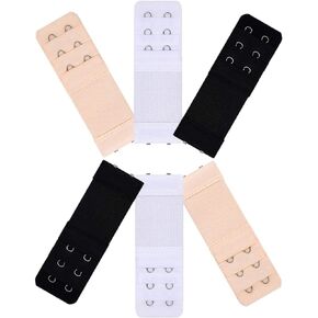Onwon 6 Pieces Elastic Bra Extenders 2 Hook 3 Row Elastic Soft Cotton Bra Extension Strap for Women Lady