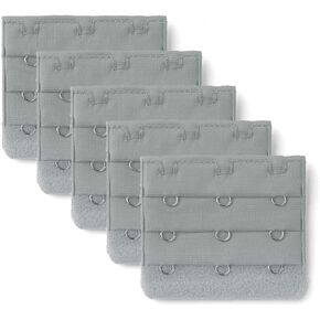 Allegra K Lady Bra Hook Metallic Eye Tape Extender 5 Pcs 3 Rows Gray