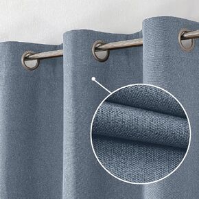 OVZME Blue Blackout Curtains 24 Inch Length Sets 2 PCS, Solid Textured Short Curtains for Windows, Full Blackout Curtains for Bathroom Dining Room, Grommet Top, Each 30Wx24L