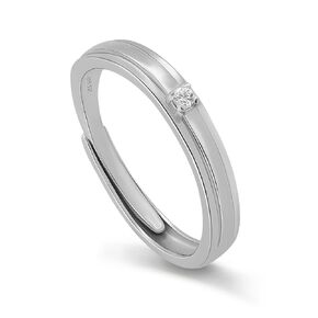 Meissa 2 Pcs Couple Rings for Men and Women 925 Sterling Silver Wedding Bands Size Adjustable Promise Ring Wedding Engagement Anniversary Ring Set, Set of Two Rings